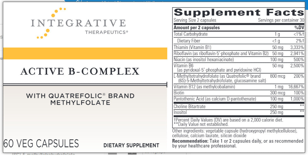 Active B-Complex (Integrative Therapeutics) – Holistique Medicine